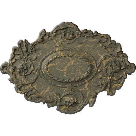 Ekena Millwork Kinsley Flowing Leaf Ceiling Medallion, Hand-Painted Witch Hazel Crackle, 30 3/8"W x 20 3/4"H x 1"P CM30KIWHC
